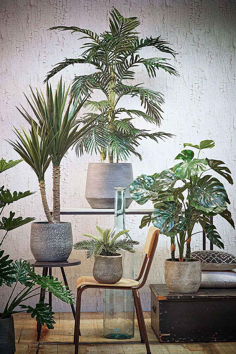 Künstliche Areca-Palme inkl. Runder Ziertopf, Kunststoff - Kunstpflanzen